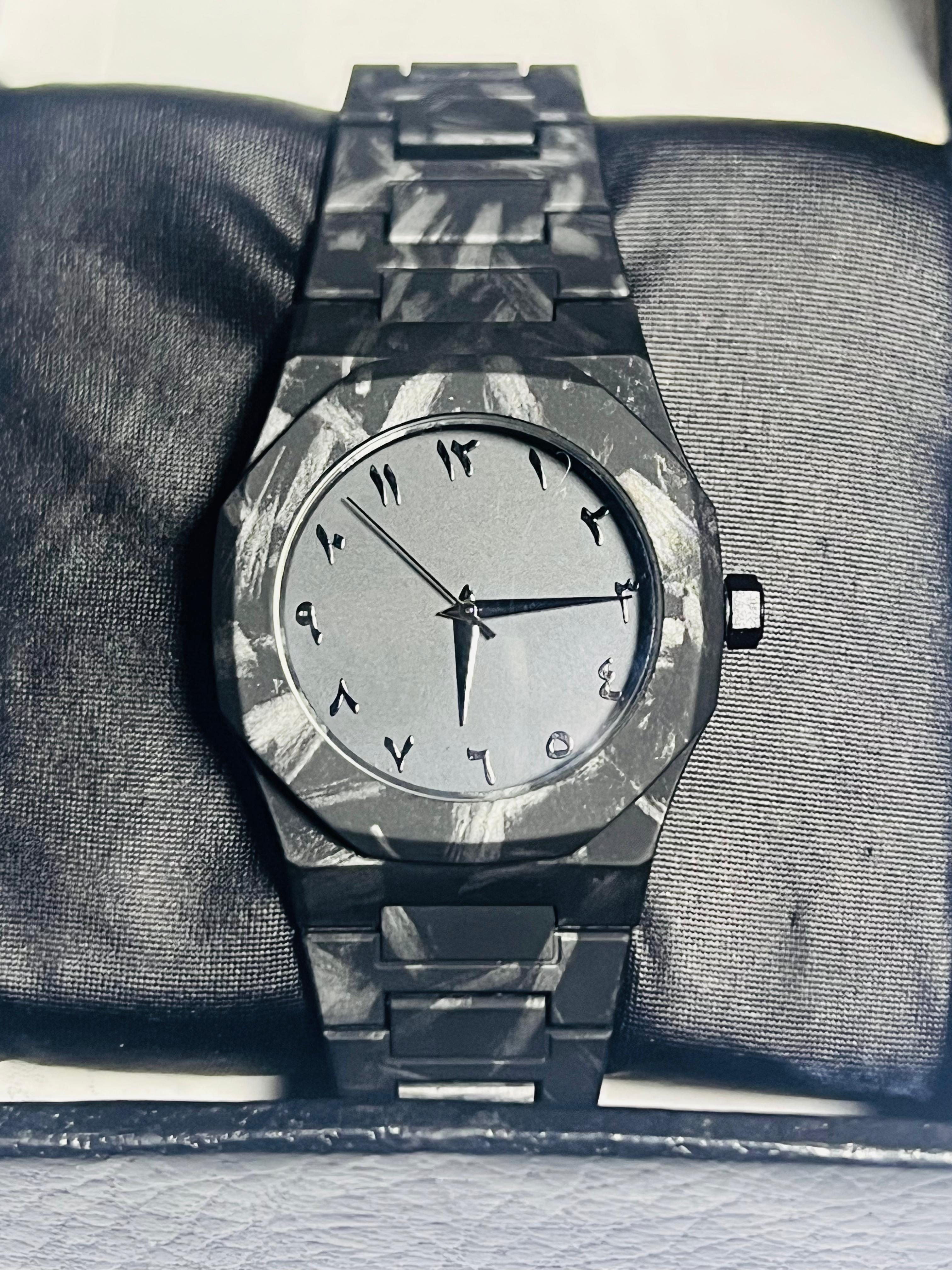 Premium Arabic marble octagon watch gunmetal gray Whearz Pakistan