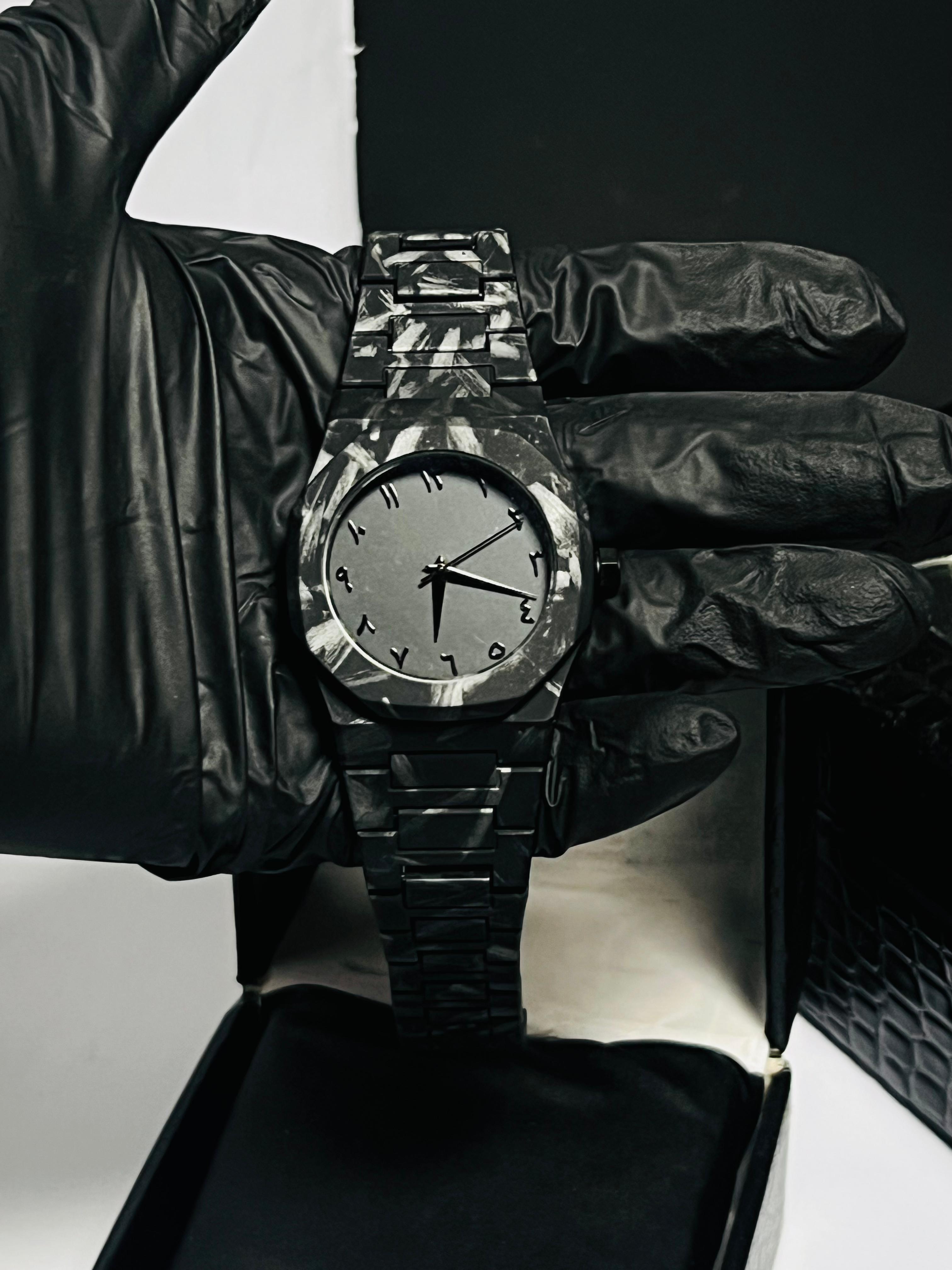 Premium Arabic marble octagon watch gunmetal gray Whearz Pakistan