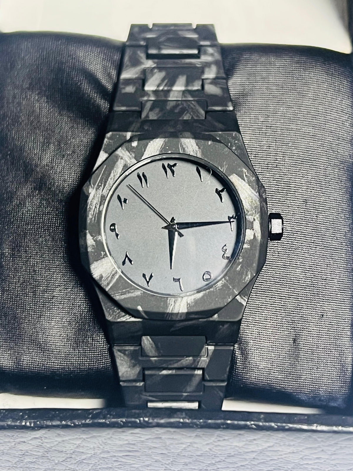 Premium Arabic marble octagon watch gunmetal gray Whearz Pakistan