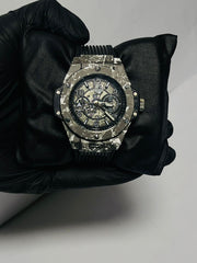 Premium Skeleton Automatic Watch - Camo Gray Marble Edition