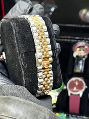 Chocolate brown dial two tone stainless steel luxury men watch