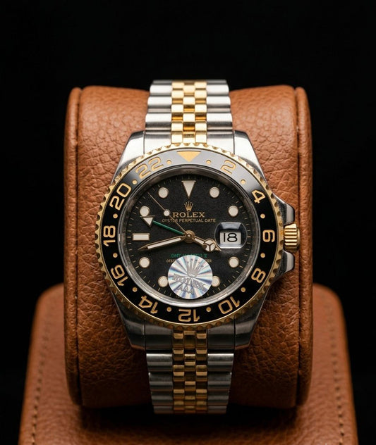 Rolex GMT-Master II Black Dial Two-Tone Oystersteel and Yellow Gold Watch