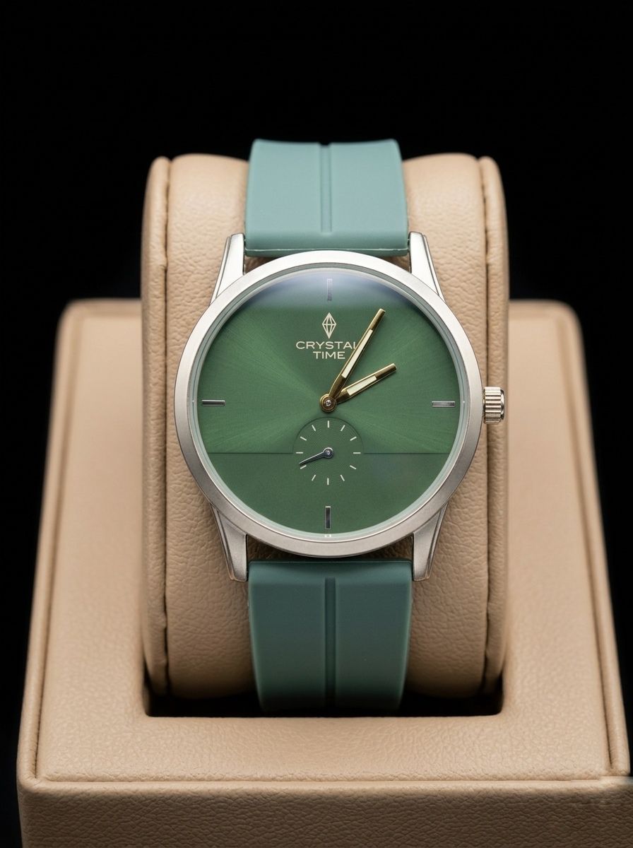 Crystal Time Emerald Green Minimalist Luxury Watch