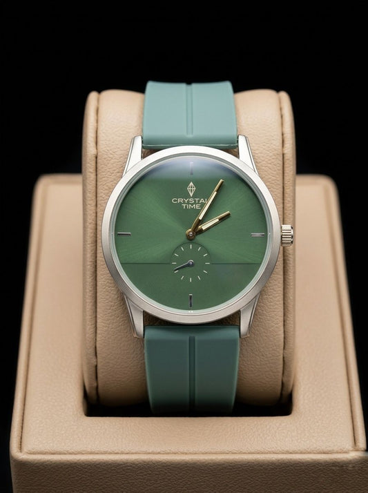 Crystal Time Emerald Green Minimalist Luxury Watch