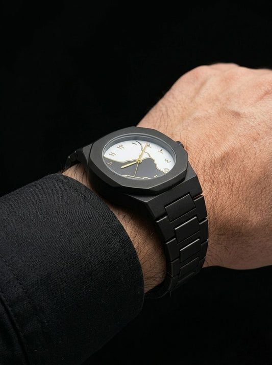 Enigma Yin-Yang Matte Black Watch with Arabic Dial