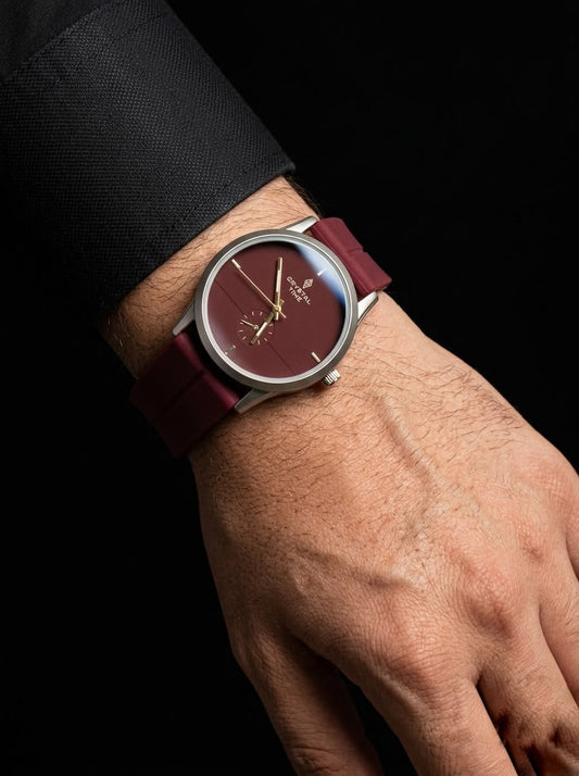 Crystal Time Minimalist Maroon Dial Unisex Watch - Maroon Silicon Strap